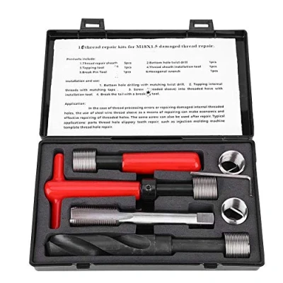 Image of M18x1.5 Thread Repair Kit Stainless Steel Twisted Drill Wrench Threaded Insert for Car