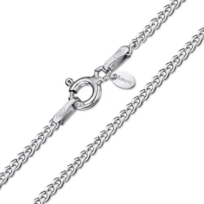 Image of Amberta 925 Sterling Silver 1.3 mm Curb Chain Necklace Size: 16 18 20 22 24 26 28 inch / 40 45 50 55 60 65 70 cm (18inch/45cm)