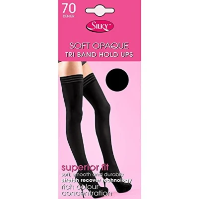 Image of Silky Black 70 Denier Soft Opaque Tri Band Hold Ups
