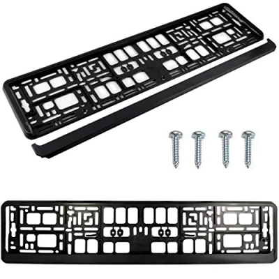 Image of PAIR (2PCS) PURE BLACK MATT Car Registration License Number Plate Surround Holder Frame