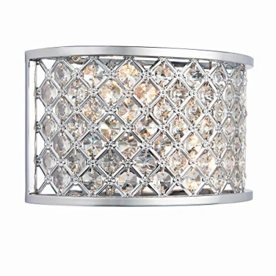 Image of National Lighting Tim Decorative Silver Chrome with Crystal Bead Detailing Wall Light Fixture for Dining Room Bedroom Living