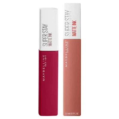 Image of Maybelline New York SuperStay Matte Ink Lip Tint with Opaque Effect Intense Color Precision Tip Applicator Make Up Kit of 2 Lipsticks 115 Founder and 65 Seductress