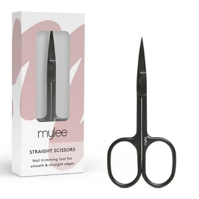 Image of Mylee Straight Edge Nail Scissors Professional, Sleek, Matte Black, Stainless Steel, Salon Quality for Precision Trimming of Edges and Creating Straighter Shapes
