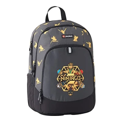 Image of LEGO Unisex Kid&#039;s Ninjago School Round Backpack, Black Gold, 28 Litri