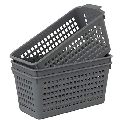 Image of Bblina 3 Pack Small Grey Plastic Baskets for Kitchen Cupboard Storage