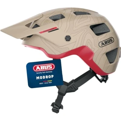 Image of ABUS MTB helmet MoDrop robust bike with good ventilation for mountain bikers individual fit unisex beige, size L