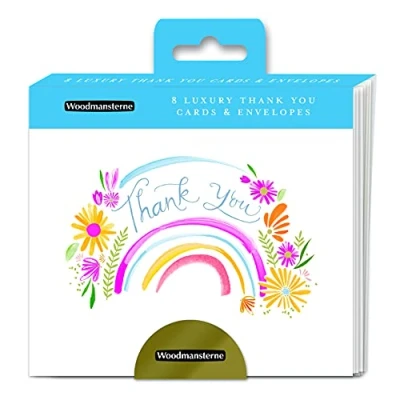 Image of Rainbow Flowers Thank You Note Card Wallet 8 Colourful Notelets