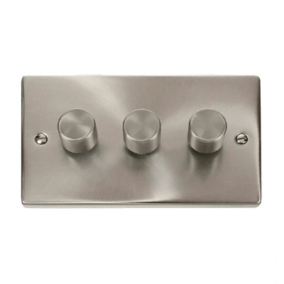 Image of Click Deco 3 Gang 2 Way 100W LED Dimmer Switch Satin Chrome