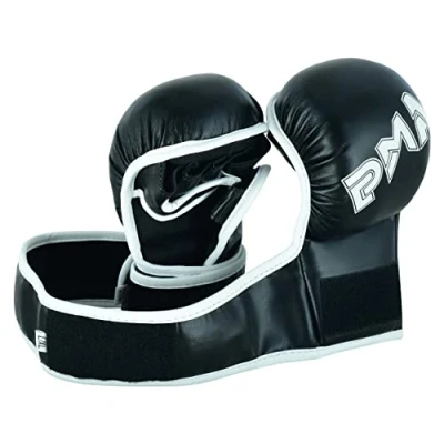 Image of Childrens Kids MMA Elite Safety Grappling 7oz Sparring Gloves NEW (Black/White) (Large/Xl)