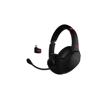 Image of ASUS ROG Go 2.4 Electro Punk GHz wireless gaming headset with USB C (tm) connection, noise cancelling AI microphone, low latencies, compatible PC, Max, Nintendo Switch, PS4
