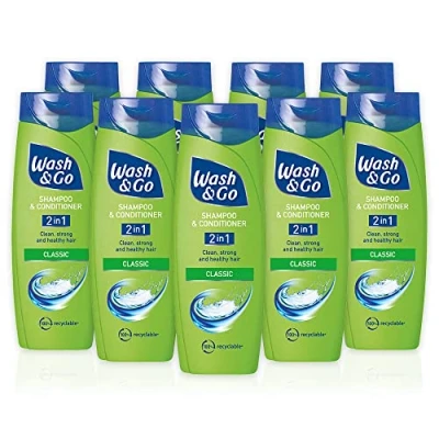 Image of Wash &amp; Go 2 in 1 Classic Shampoo and Conditioner X 9 bottles