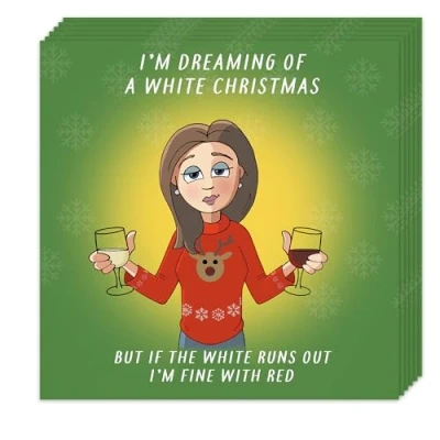 Image of Twizler Funny Christmas Cards Pack of 6 Wine Drink Lover Design Merry Xmas Multipack