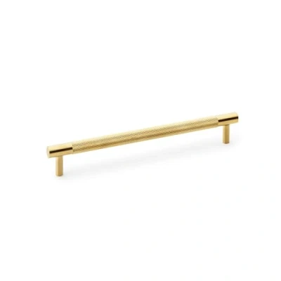 Image of 192mm Satin Brass Knurled Cupboard Handle Cabinet Door Drawer Pull Wardrobe Furniture