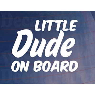 Image of Car Sticker LITTLE DUDE ON BOARD Novelty Family Van Window Bumper Boot Decal