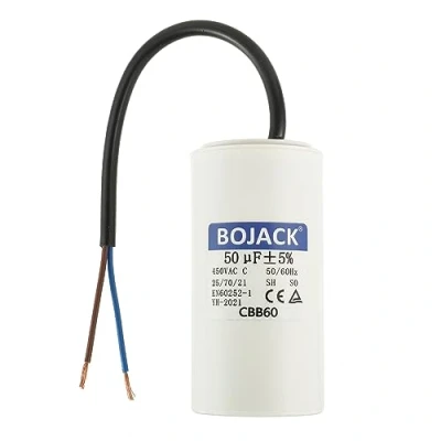 Image of BOJACK 50 uF 450 V AC CBB60 SH Motor Run Capacitor ESR 0.2 Wire Lead Start