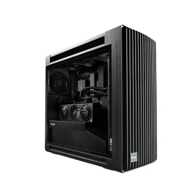 Image of ASUS ProArt PA602 E ATX computer case, 420 mm radiator support, one 140 and two 200mm pre installed system fans, front panel IR dust indicator, power lock latch, tool less PCIe mounting