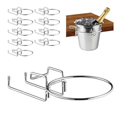 Image of Relaxdays 10x Wine Cooler Holder, Table Bracket for Chiller, with 18 cm Ø, Champagne Bucket Mount, Iron, Silver