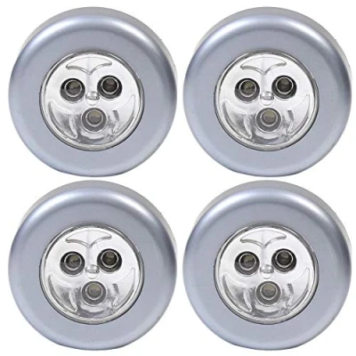 Image of 4X Bright LED Push Button Lights Self Stick Adhesive Backing Spot Lamp