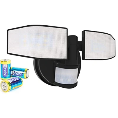 Image of Northpoint Battery LED Spotlight with Motion Sensor Floodlight Adjustable Swivelling 400 Lumen Splashproof 5000 K Cold White 3 x C Batteries (Black)
