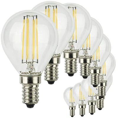 Image of SUNSEED, Two Year Guarantee, 10 X E14 6W (Equivalent to 60W) Sapphire Filament LED Golf Ball Light Bulb G45 AC220 240V Neutral White 4000K 790 Lumens 300 Driver IC No Flicker