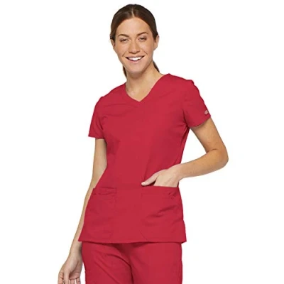 Image of Dickies Women&#039;s multiple medical scrubs shirts, Red, L UK