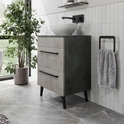 Image of Vitusso Idro Grey Freestanding Countertop Vanity Unit with Roubaix White Basin 550mm