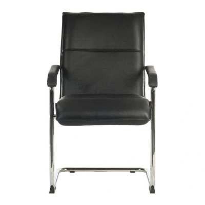 Image of Teknik Envoy 1309 Leather Chair Black &amp; Silver, Set of 2