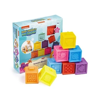 Image of RMS International Nickelodeon Baby Shark&#039;s Big Show! Colourful Silicone Sensory Blocks Play Engaging Interactive Exploration and Fun 18M+ Gift, 860012