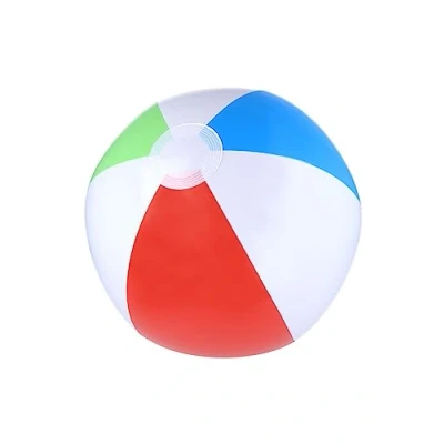 Image of HENBRANDT Single Inflatable Beach Ball 60cm Red, Green, Blue and White Stripe Kids Summer Fun Large Beachball Football Game Garden Paddling Pool Toys for Children Toddlers