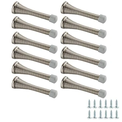 Image of Amazon Basics Spring Door Stop, 12 Pack, Brushed Nickel