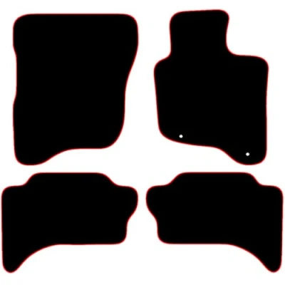 Image of Carsio Carpet Car Mats For Mitsubishi L200 Double Cab 2015+ Onwards (stepped edge) Tailored Fit Floor Mat Set Complete Accessory Black Custom Fitted All Weather, Anti Slip Backing &amp; Red Trim