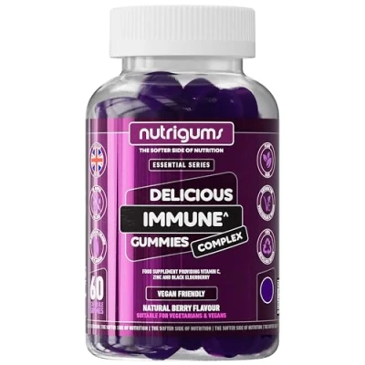 Image of Immune Support Complex Gummy Blueberry Flavour 60 Vegan Gummies Elderberry Extract 2000mg, Vitamin C and Zinc Boost System by NUTRIGUMS®