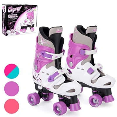 Image of Osprey Kids Roller Skates, Adjustable Skates Girls, Quad Skate Design, Medium/13 3 UK Child, Purple