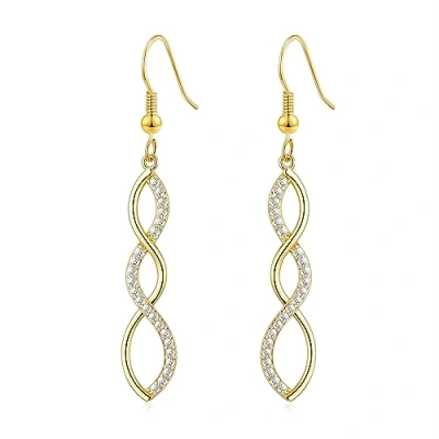 Image of Philip Jones Gold Plated Twist Drop Earrings Created with Zircondia® Crystals