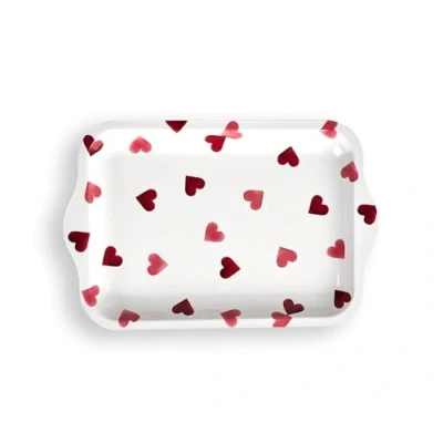 Image of Emma Bridgewater Pink Hearts Small Tin Tray 240 x 159 15 mm