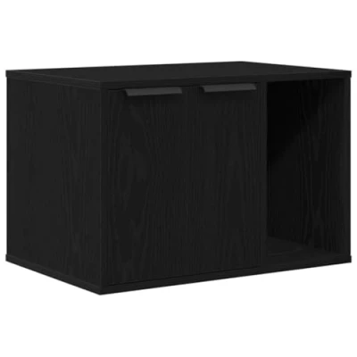 Image of vidaxl cat litter box enclosure black oak engineered wood versatile furniture for cats 60x40x40 cm