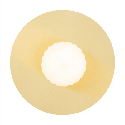 Image of Paloma Semi Flush Ceiling Light Opal Matt (Fluted), Brushed Brass