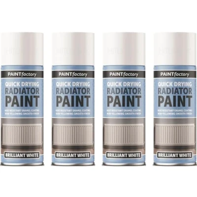 Image of HitlineUK 4 X 400ML RADIATOR PAINT WHITE QUICK DRYING HEAT RESISTANT ENAMEL COATING