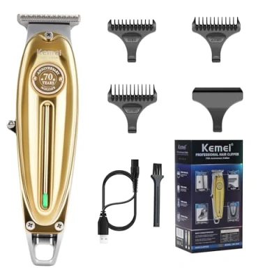 Image of Kemei Professional Hair Clippers Beard Trimmer for Men T Blade Outliner Barber Grade Electric All in One Grooming Solution Cordless Father Day Gifts