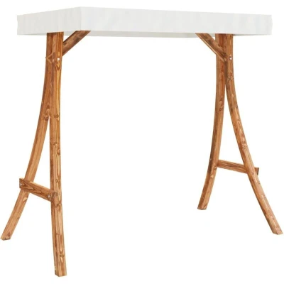 Image of vidaXL Swing Frame with Cream Roof Solid Bent Wood Teak Finish
