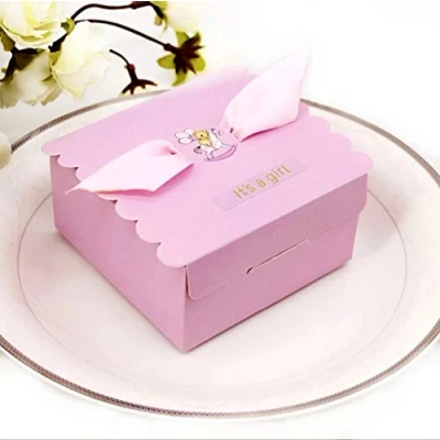 Image of JZK 50 x&quot; It&#039;s a girl&quot; pink baby girl shower favour boxes paper sweets box for macaron chocolate cookie baptism newborn party mother to be