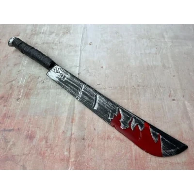 Image of &quot;Rubber Johnnies Bloody Machete, Fake, Plastic, Con Safe, 65cm Long, Lightweight, Halloween Costumes, Movie Props&quot;