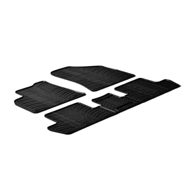 Image of Rubber car mats set (LHD) compatible with Peugeot 3008/5008 2009 2016 (T profile 5 pieces + mounting clips)