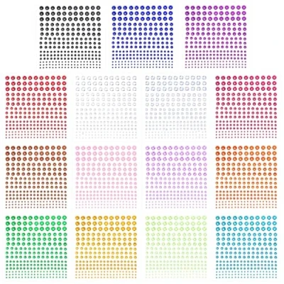 Image of PHOGARY Self Adhesive Rhinestone Sticker 3375 Pieces Crystal in 5 Size 15 Colors Bling Craft Jewels Gem Stickers for Crafts, Body, DIY Nails, Festival, Carnival, Makeup, Hair