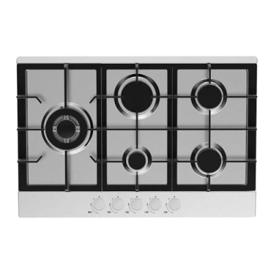 Image of Statesman GH175SS 5 Burner Gas Hob Cooktop, Front Dial Control, Automatic Ignition, Burners: 1 Wok, Rapid, 2 Semi Rapid and Simmer, 75 cm, Stainless Steel