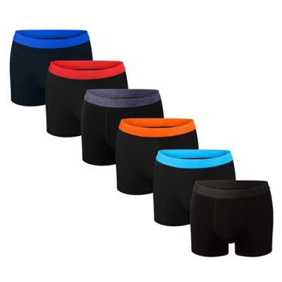 Image of Bonjour® Boys Boxer Shorts (6 &amp; 12 Pack) Designer Trunk Boxers Underwear (5 yrs 13 yrs) ((Six Pack Black), 9 10