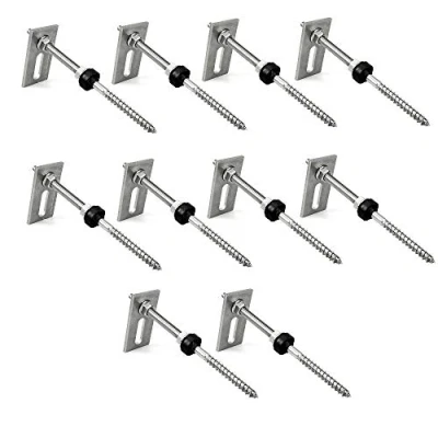 Image of Offgridtec© Hanger Bolt M10 x 200 Stainless Steel Height Adjustable Including Adapter Sheet EPDM Rubber Seal Pack of 10