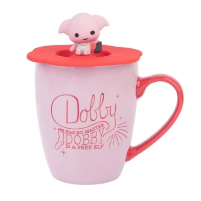 Image of Grupo Erik Harry Potter Ceramic Mug with Lid Dobby 35 cl 350 ml 11.8 oz Coffee Mug, Tea Cool Mugs Gifts, Merchandise