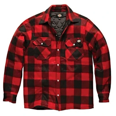 Image of Dickies Portland Padded Shirt Fleece Workwear (SH5000) Warm Lined RED Sizes S 4XL (XL)