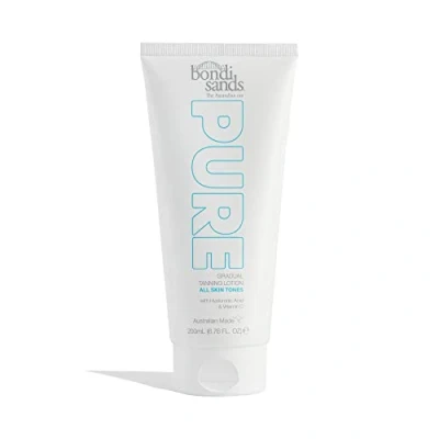 Image of Bondi Sands PURE Gradual Tanning Lotion Hydrating Formula Builds a Natural Golden Tan, Enriched with Cocoa &amp; Shea Butter, Hyaluronic Acid, Vitamins C + E, Vegan Cruelty Free 200 mL/6.76 Oz